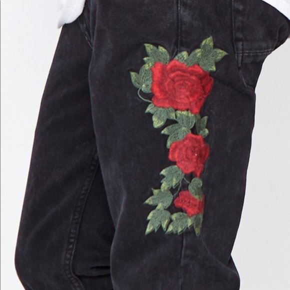 Pacsun Skinny Stretch Rose Embroidered Jeans 28x30 - Picture 4 of 11